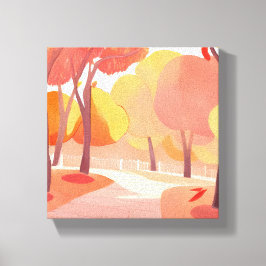 抽象的な水彩画 紅葉の散歩 キャンバスプリント