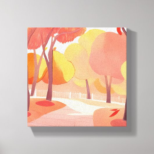 抽象的な水彩画 紅葉の散歩 キャンバスプリント (正面)