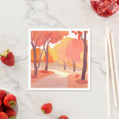 抽象的な水彩画 紅葉の散歩 スタンダードカクテルナプキン (インサイチュ)