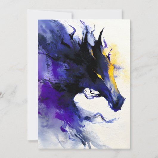 抽象的な水彩画 黒馬の肖像 シーズンカード (正面)