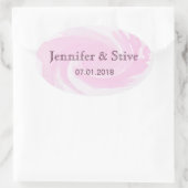 抽象的な水彩筆のピンクのスパイラル 楕円形シール (バッグ)