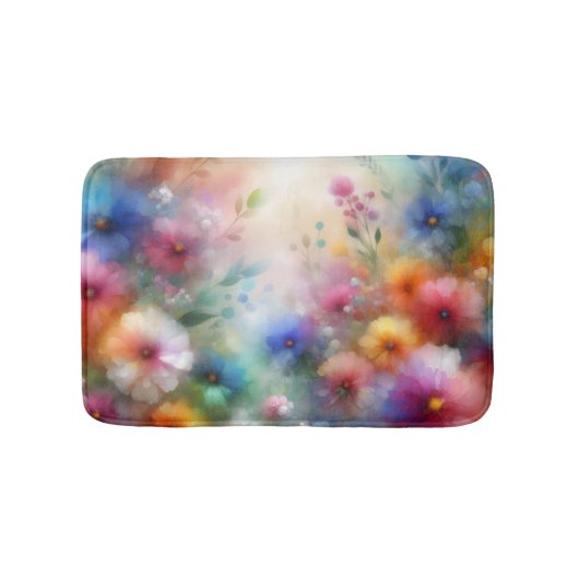 抽象的な水彩花のバスマット バスマット (正面)