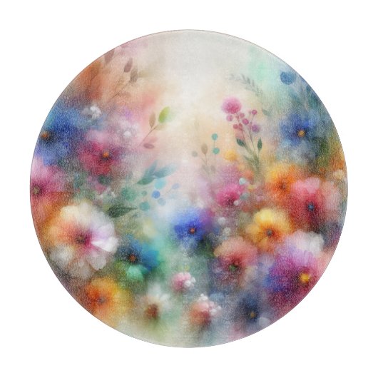 抽象的な水彩花柄のカッティングボード カッティングボード (正面)