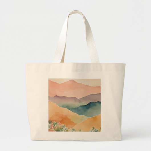 抽象的な水彩風景 自然の芸術性 ラージトートバッグ (正面)