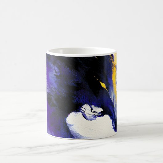 抽象的な水彩黒馬の肖像画 コーヒーマグカップ (中央)