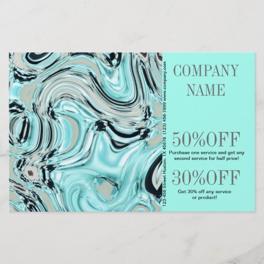 抽象的な水色の水彩画サロン SPA チラシ (正面)