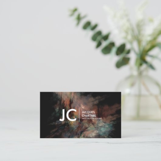 抽象的な油絵の専門のモノグラムの暗闇 名刺 (スタンド正面)