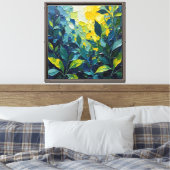 抽象的な油絵の植物画 キャンバスプリント (インサイチュ (寝室))