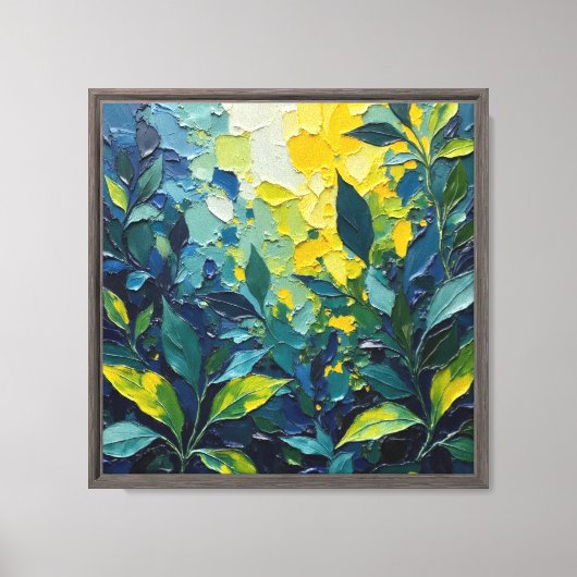 抽象的な油絵の植物画 キャンバスプリント (正面)