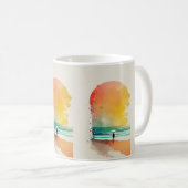 抽象的な波とビーチアート コーヒーマグカップ (正面右)