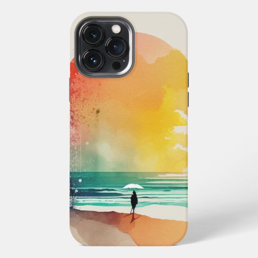 抽象的な波とビーチアート iPhoneケース (裏面)