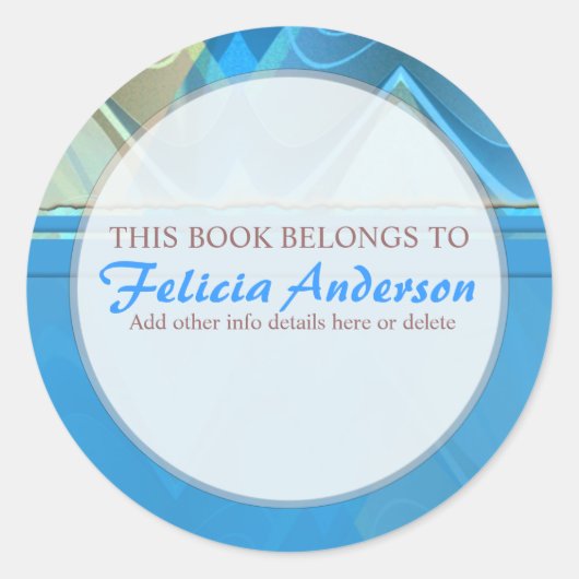 抽象的な波：丸い芸術本板ラベル ラウンドシール (正面)