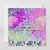 抽象的な波 青 紫 ピンク 結婚式 パーティー 招待状 (裏面)