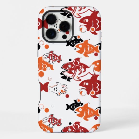 抽象的な泳ぐ魚のパターンデザイン iPhoneケース (裏面)
