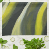 抽象的な流れ-黄色い灰色 キッチンタオル (折り畳み)