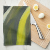 抽象的な流れ-黄色い灰色 キッチンタオル (四つ折り)