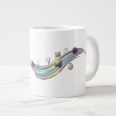 抽象的な流体波のアート グラフィックTシャツ ジャンボコーヒーマグカップ (正面右)
