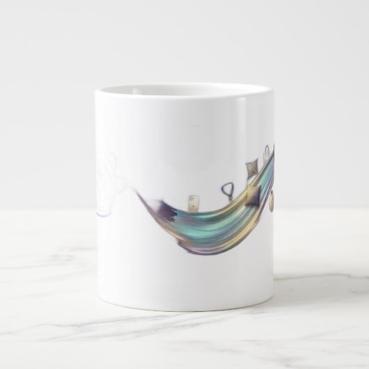 抽象的な流体波のアート グラフィックTシャツ ジャンボコーヒーマグカップ (正面)