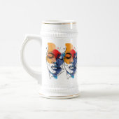 抽象的な流動線の顔アート ビールジョッキ (左)
