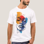 抽象的な流動線の顔アート Tシャツ (正面)