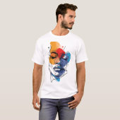 抽象的な流動線の顔アート Tシャツ (正面フル)