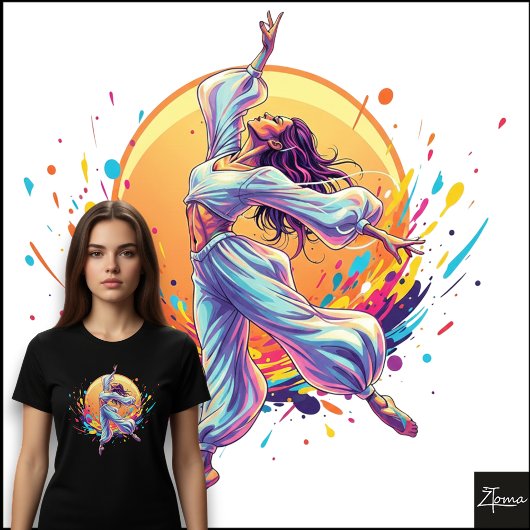 抽象的な浮遊ダンサー 流れるネオンスタイルの服 トライブレンドＴシャツ