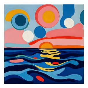 抽象的な海の風景アート ポスター