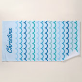 抽象的な海洋波パターン ビーチタオル (正面)