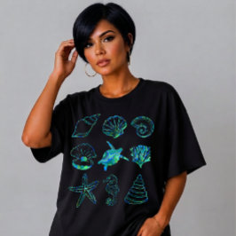 抽象的な海洋生物グリッドデザイン Tシャツ