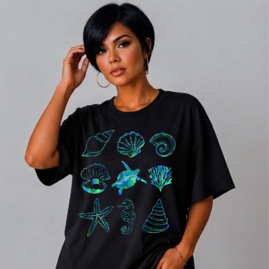 抽象的な海洋生物グリッドデザイン Tシャツ