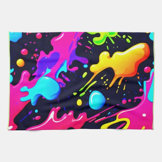 抽象的な液体の色の爆発アート キッチンタオル (横)