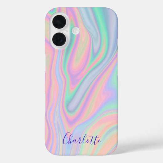 抽象的な液体の虹色のパステルカラー。名前を追加 Case-Mate iPhoneケース (裏面)