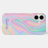 抽象的な液体の虹色のパステルカラー。名前を追加 Case-Mate iPhoneケース (裏面 (横))