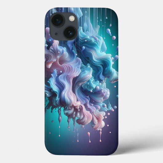 抽象的な液体の雲のスマホケース　ターコイズブルー＆ピンクの流体 Case-Mate iPhoneケース (裏面)