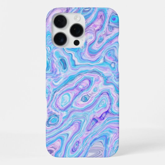 抽象的な液状ペイントの紫と青のマーブル模様 iPhoneケース (裏面)