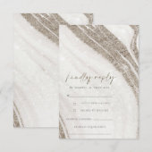 抽象的な淡黄色の大理石アゲート結婚式の出欠確認 エンクロージャーカード (正面/裏面)