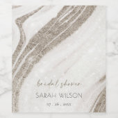 抽象的な淡黄色の大理石アゲート ブライダルシャワー ワインラベル (シングルラベル)