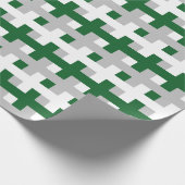 抽象的な深緑色、銀および白 ラッピングペーパー (角)