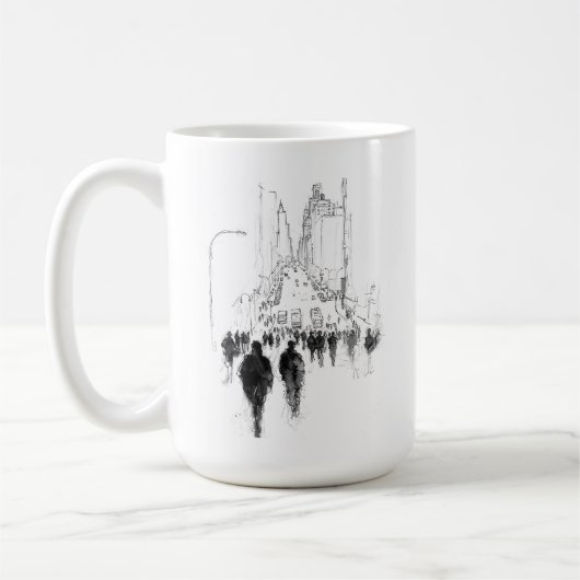 抽象的な混雑した街の風景 コーヒーマグカップ (左)