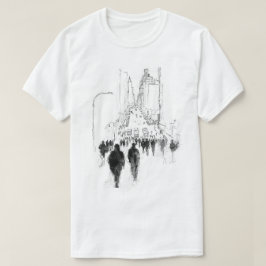 抽象的な混雑した街の風景 Tシャツ