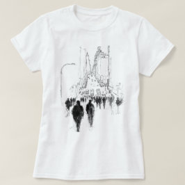 抽象的な混雑した街の風景 Tシャツ