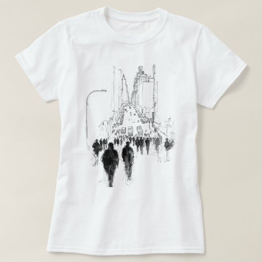 抽象的な混雑した街の風景 Tシャツ (デザイン正面)