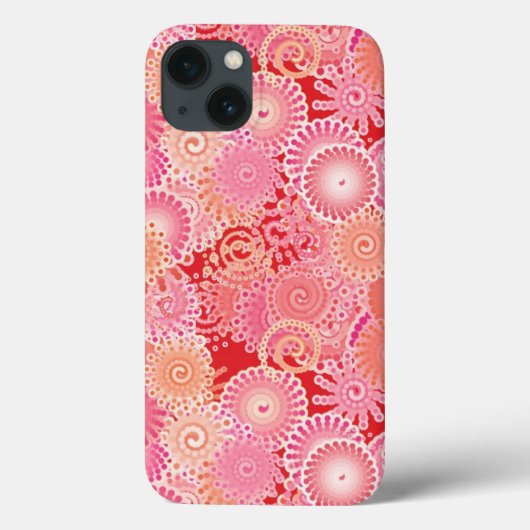 抽象的な渦巻き模様、ピンク、コーラル、ピーチ Case-Mate iPhoneケース (裏面)