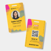 抽象的な渦巻き黄色のプロフェッショナル名札ID バッジ (正面＆裏面)