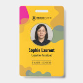 抽象的な渦巻き黄色のプロフェッショナル名札ID バッジ (正面)