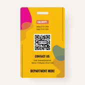 抽象的な渦巻き黄色のプロフェッショナル名札ID バッジ (裏面)