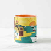 抽象的な港町 マグカップ (中央)