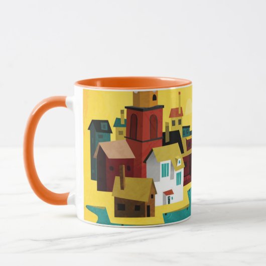 抽象的な港町 マグカップ (左)