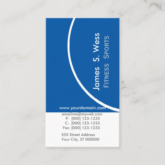 抽象的な濃紺のユニークなスポーツのフィットネスのトレーナー 名刺 (正面)