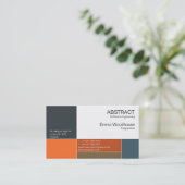 抽象的な濃紺及び錆ついたオレンジ 名刺 (スタンド正面)